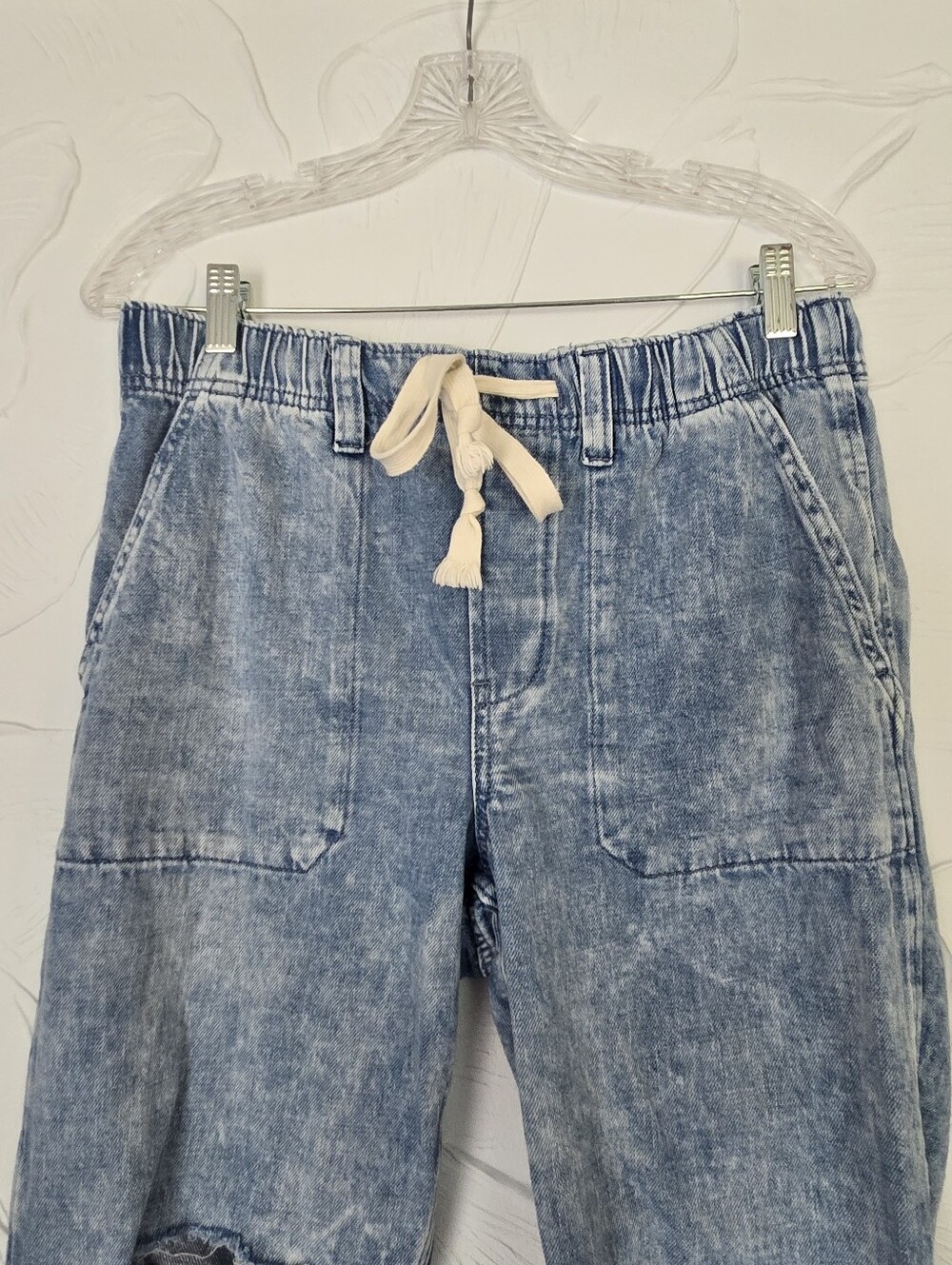 Gap• Easy Denim Utility Women's Distressed Drawstring Jeans. Sz M - Picture 5 of 9